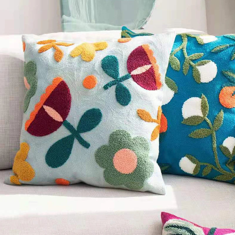 Floral Embroidery Cushion Cover