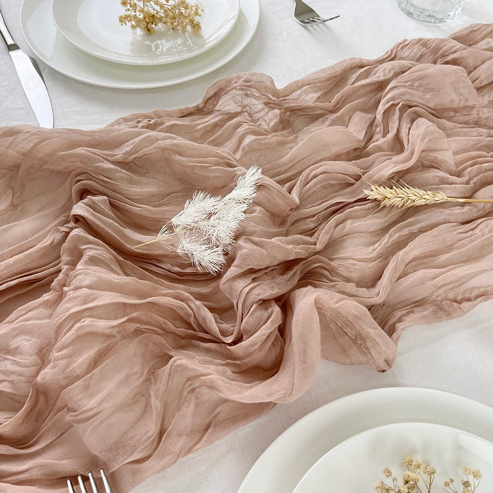 Pink Semi-Sheer Gauze Table Runner for Weddings and Events