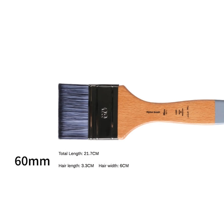 Flat Head Nylon Hair Paint Brush - Versatile Oil & Acrylic Artist Brush