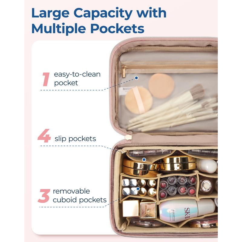 Foldable Travel Makeup Bag with Removable Insert and Ample Storage