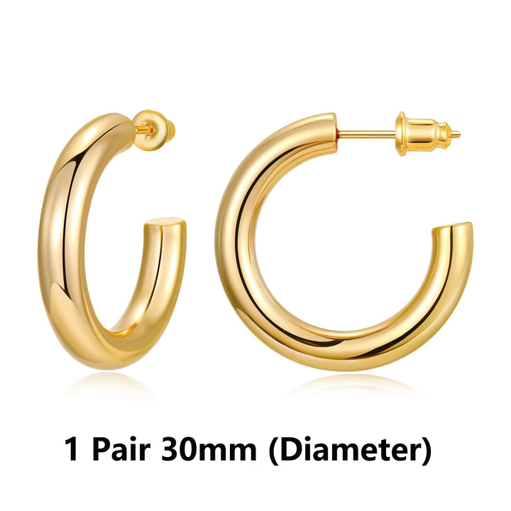 14K Gold Plated Chunky Hoop Earrings