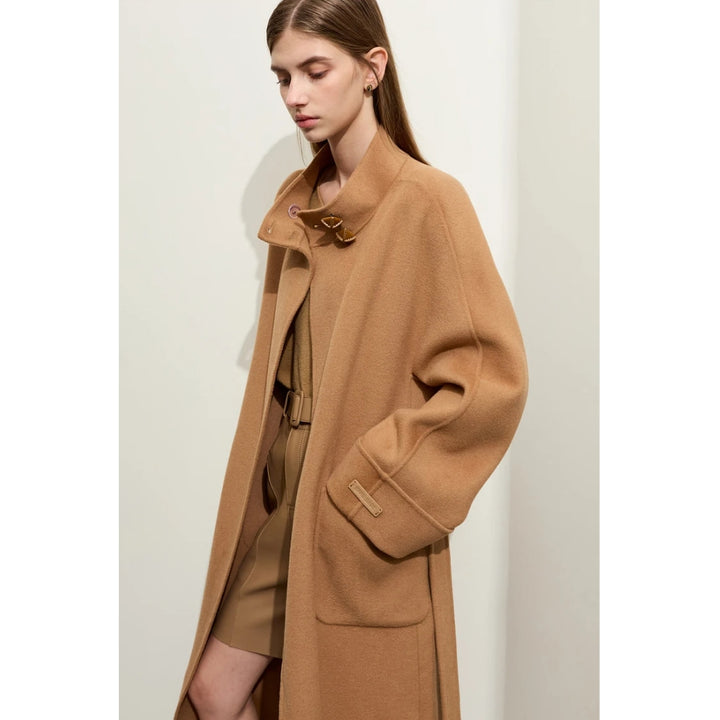 Minimalist Women's Woolen Coat with Belt