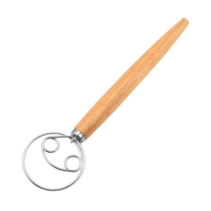 Stainless Steel Danish Dough Whisk with Wooden Handle