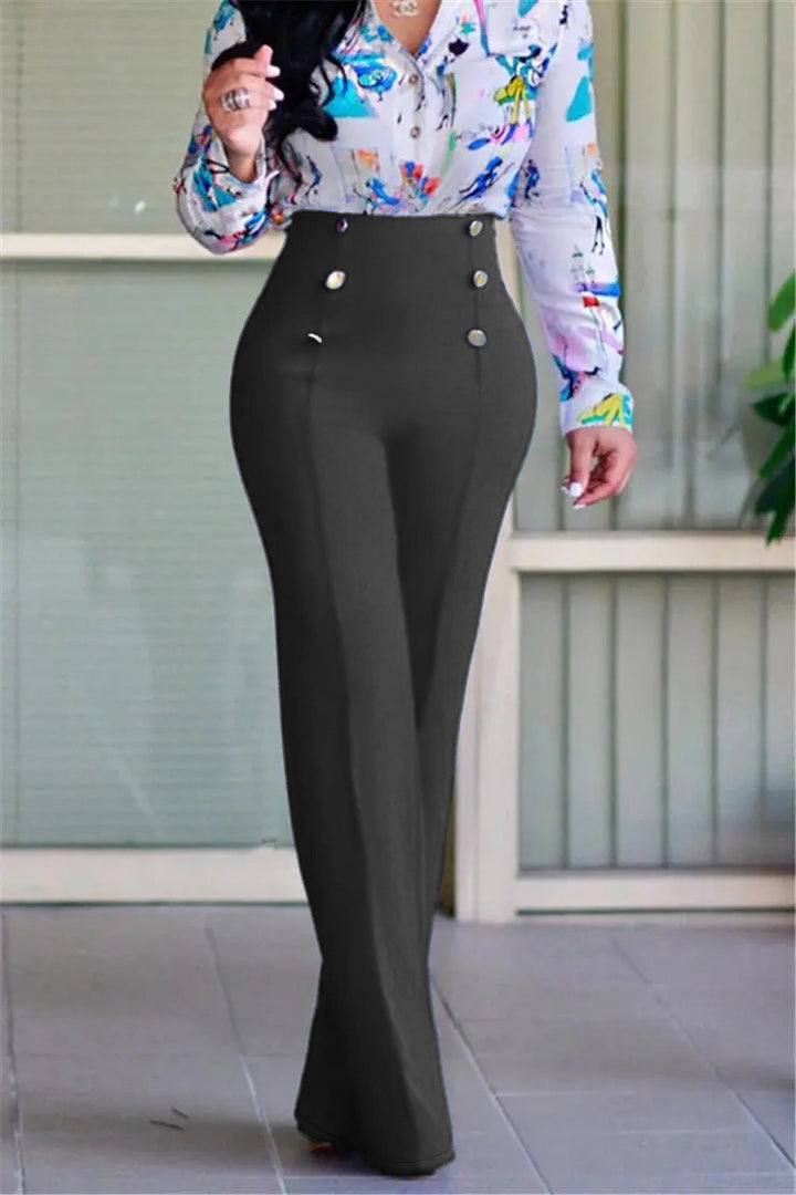 Plus Size Women's Casual Tight Straight-leg Trousers