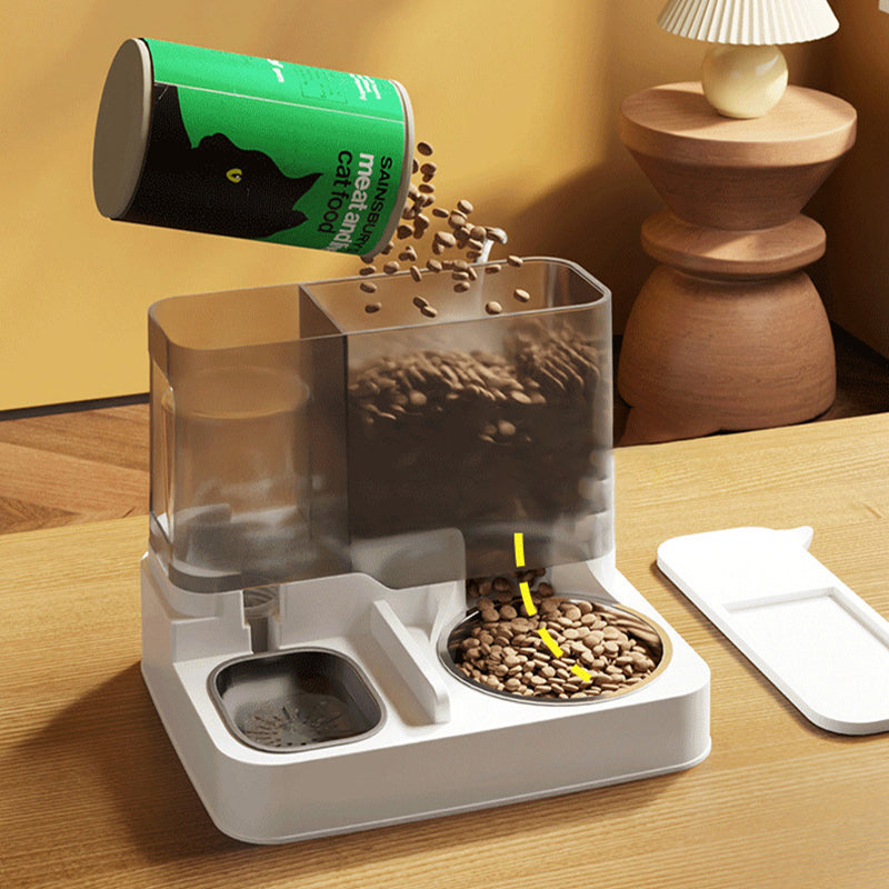 Automatic 2-in-1 Transparent Cat Feeder & Water Dispenser with Large Capacity