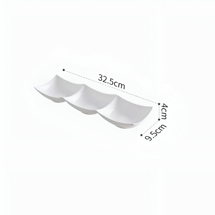 Elegant White Ceramic Divided Plate - Perfect for Serving Snacks, Desserts & Fruits