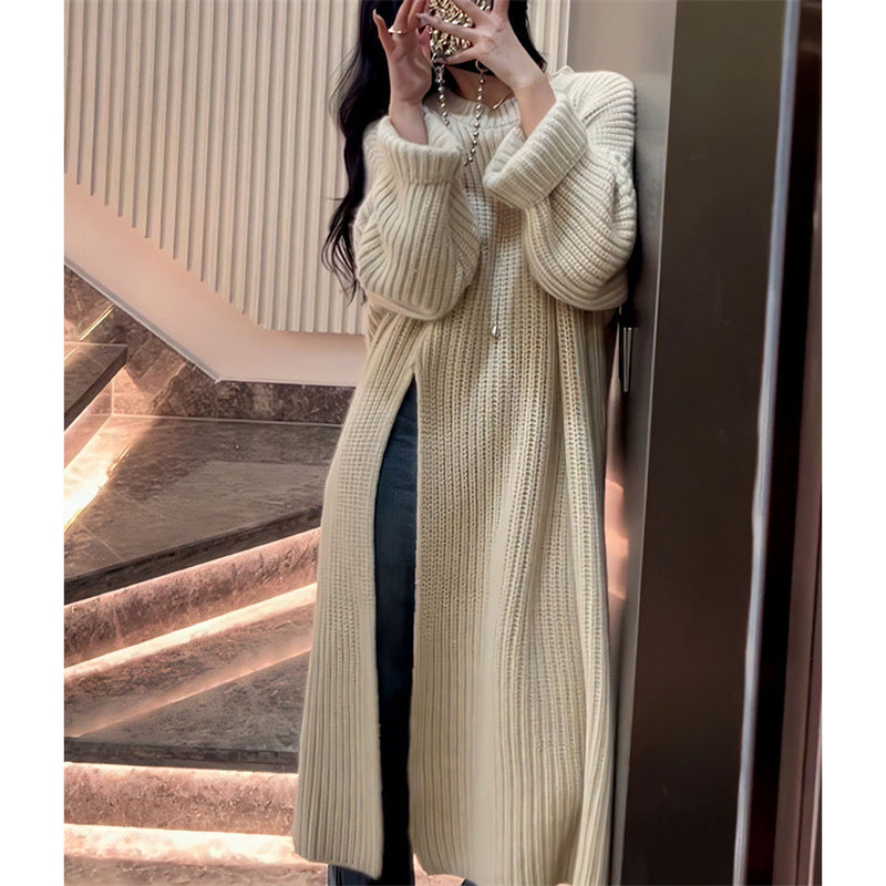 Lazy Wind Mid-length Inner Wear Loose Slimming Solid Color Sweater Long Dress