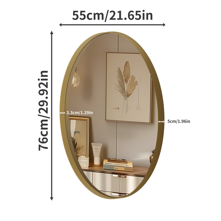 Elegant Oval Gold Wall Mirror - Contemporary Decorative Gold Frame