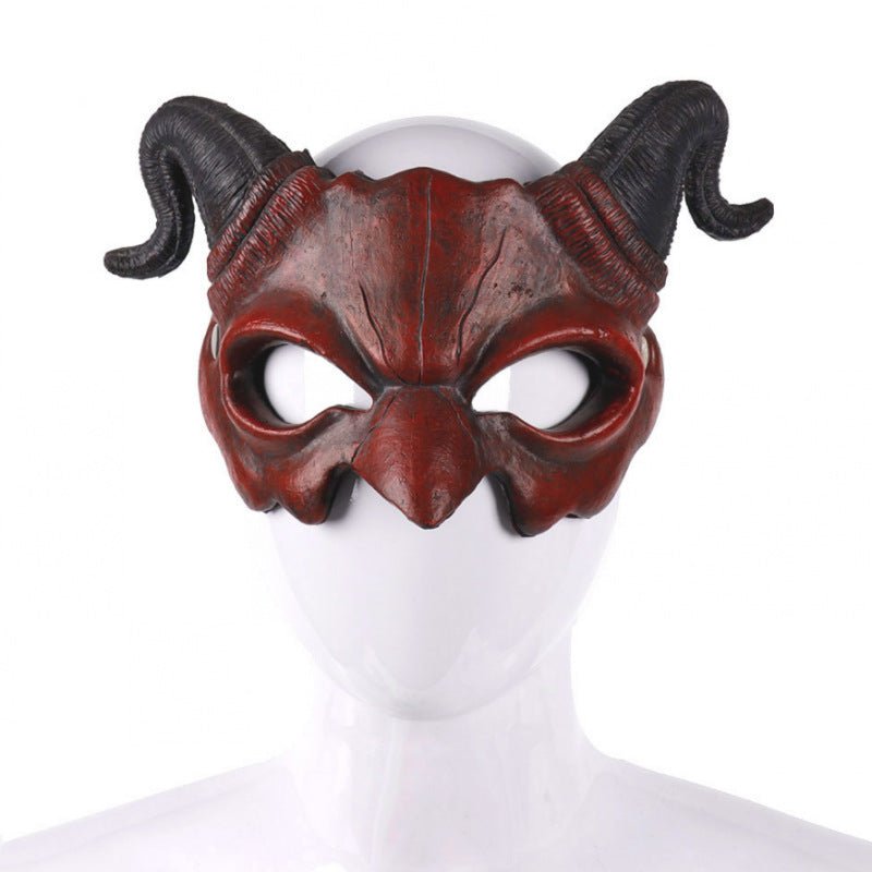 Halloween Mask Male Horn Evil Face Ghost Head