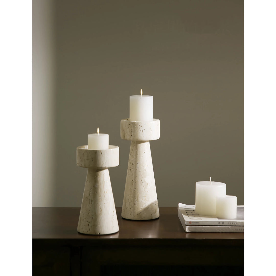 Minimalist Travertine Marble Candle Holder for Elegant Decor