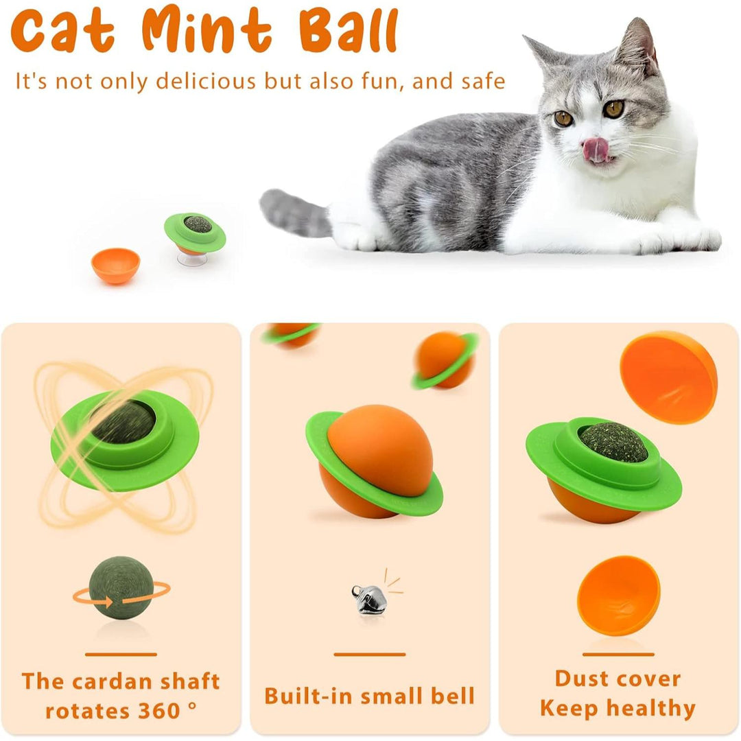 Interactive Rotating Cat Grass Ball Toy with Suction Cup