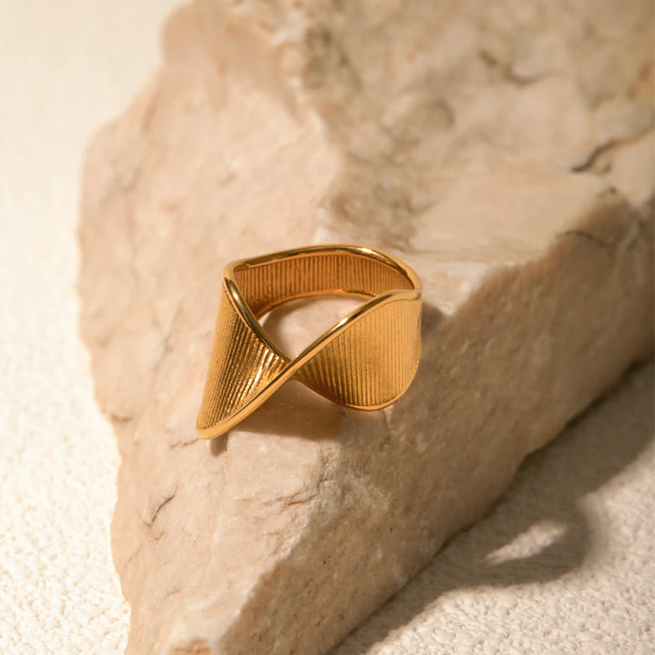 Minimalist 18K Gold Plated Stainless Steel Torsion Ring