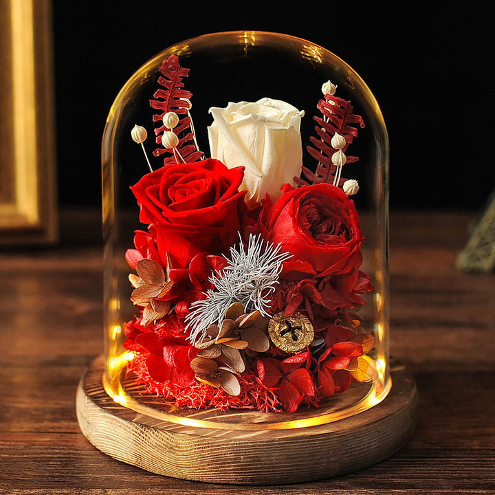 Valentine's Day Eternal Dried Flower Rose Glass Cover