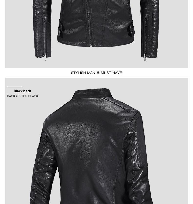 Trendy Leather Jacket Men's Fleece-lined PU Jacket