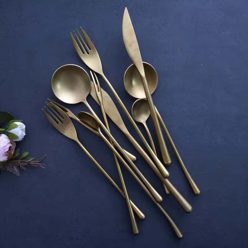 Vintage Gold Stainless Steel Cutlery Set