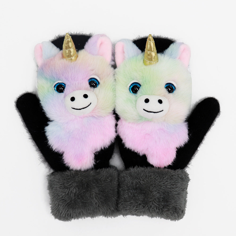 Winter Women's Plush Cartoon Animal Gloves