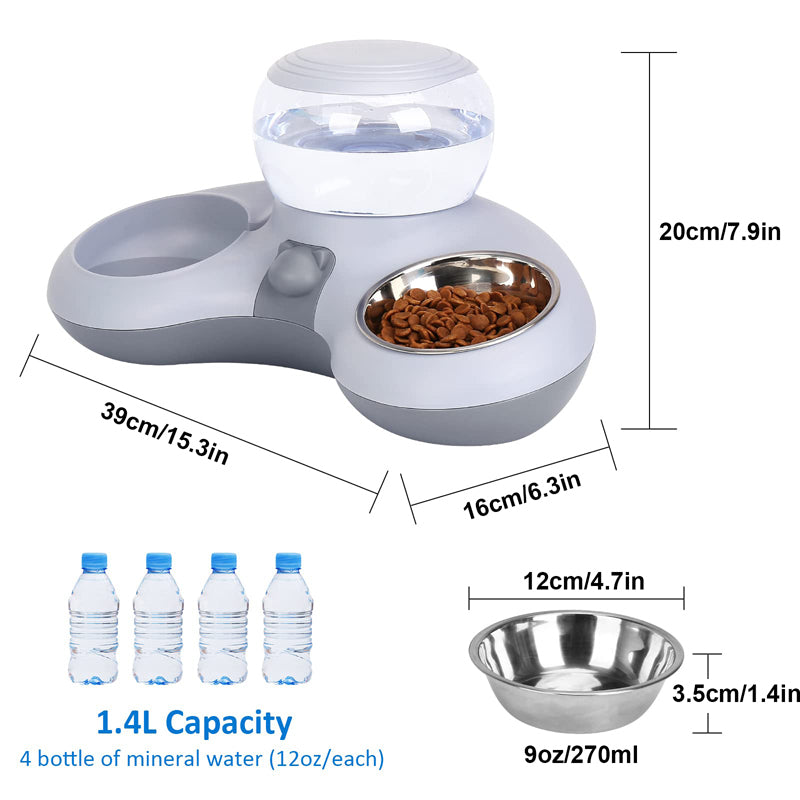 Automatic Water Dispenser & Double Cat Bowl Set