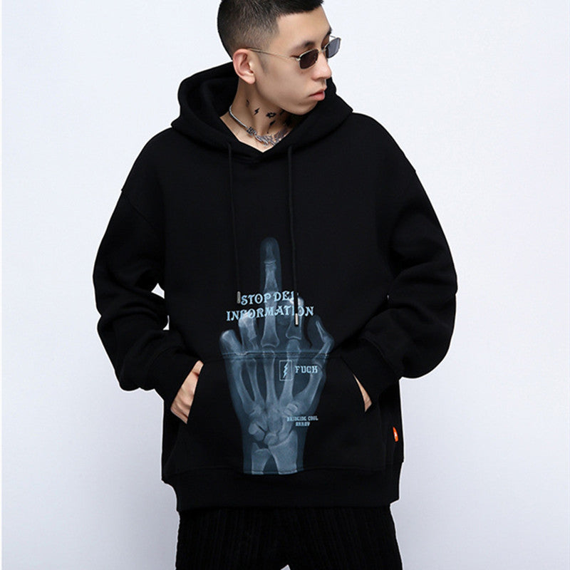 Men's Hoodie Skull Finger Print