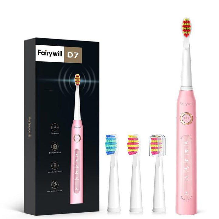 Electric Sonic Toothbrush with 4 Brush Heads – Waterproof, Powerful Cleaning & Rechargeable