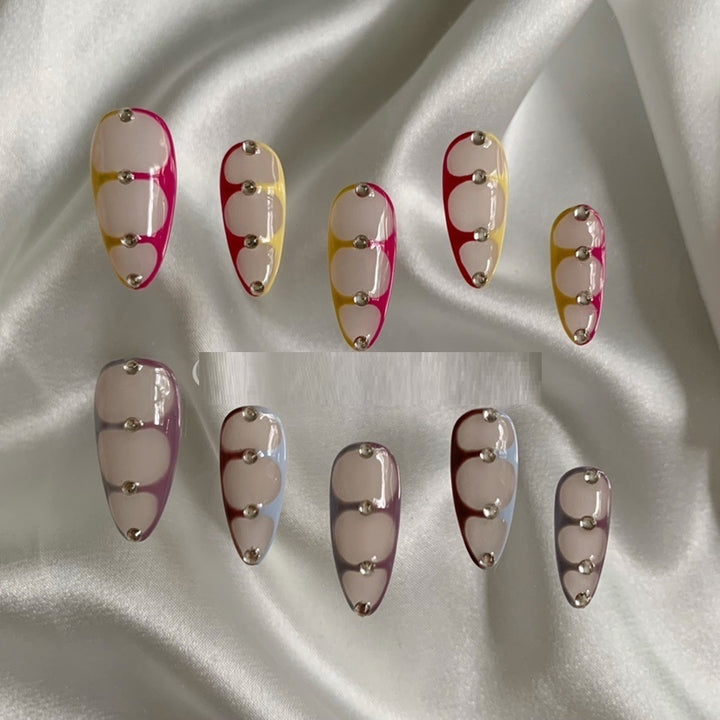 Advanced Almond French Finished Nail Art Handmade Custom Wear Nail