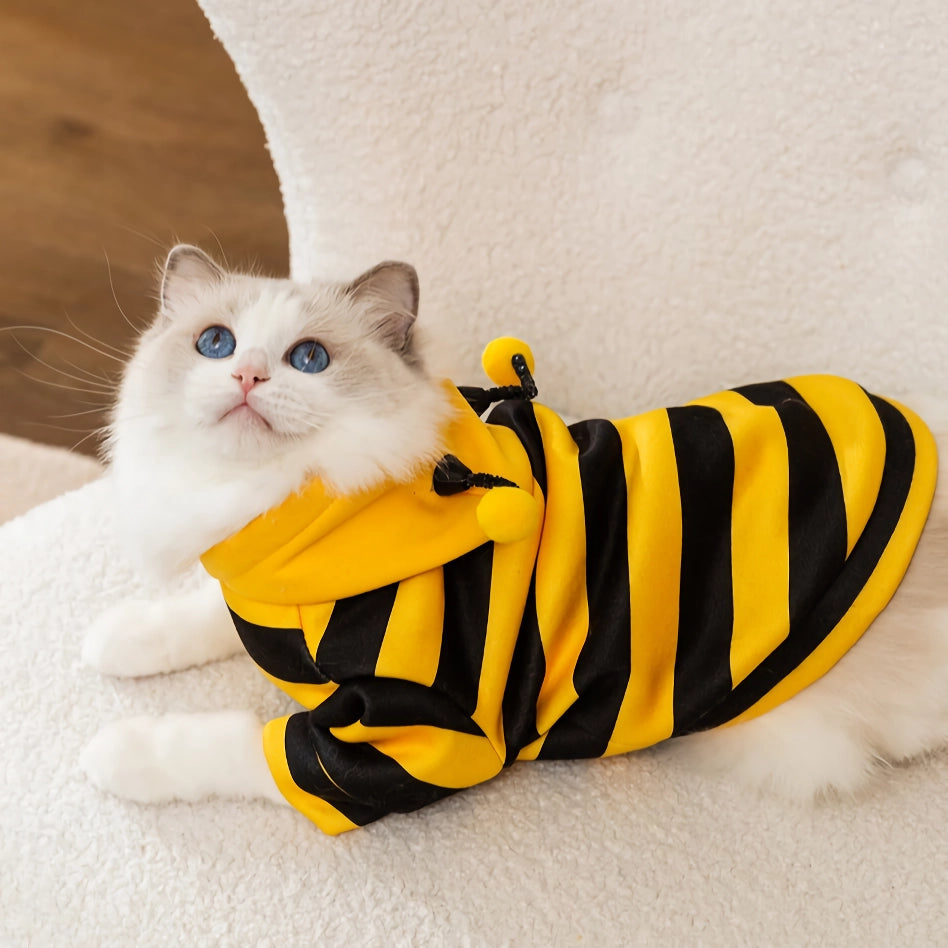 Bee-Inspired Pet Hoodie for Cats and Small Dogs - Stylish and Comfortable