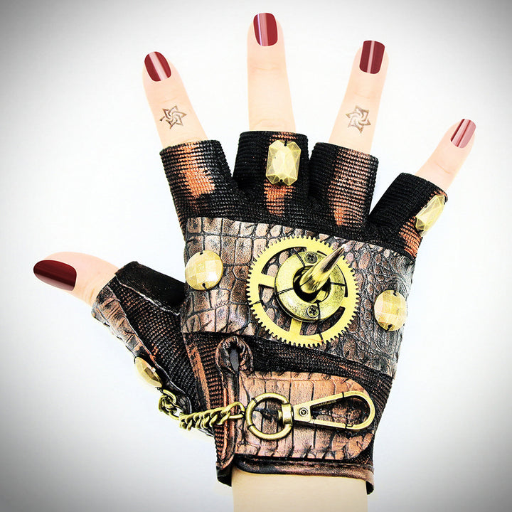 Steampunk Rock Locomotive Half Finger Gloves Outdoor