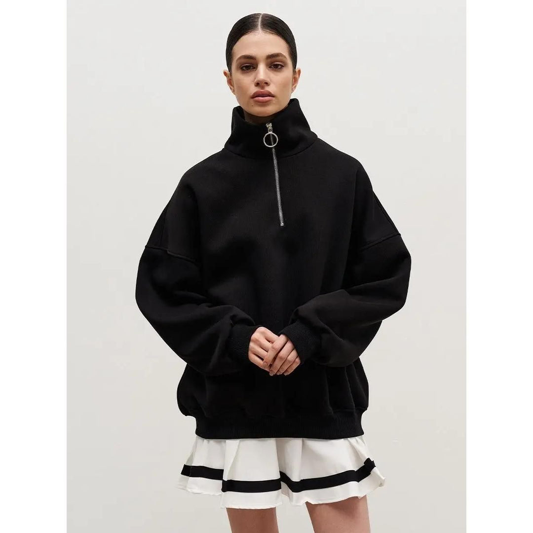 Women's Oversized Fleece-Lined Turtleneck Pullover