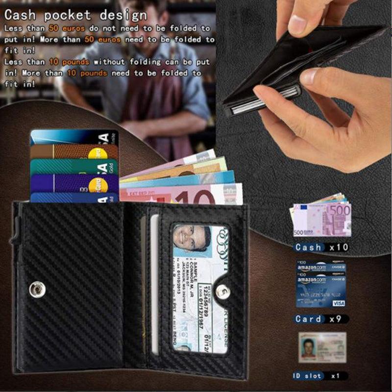 Anti-magnetic Aluminum Box Card Clip Buckle Cowhide Money Clip Automatic Card Bag - Trendha