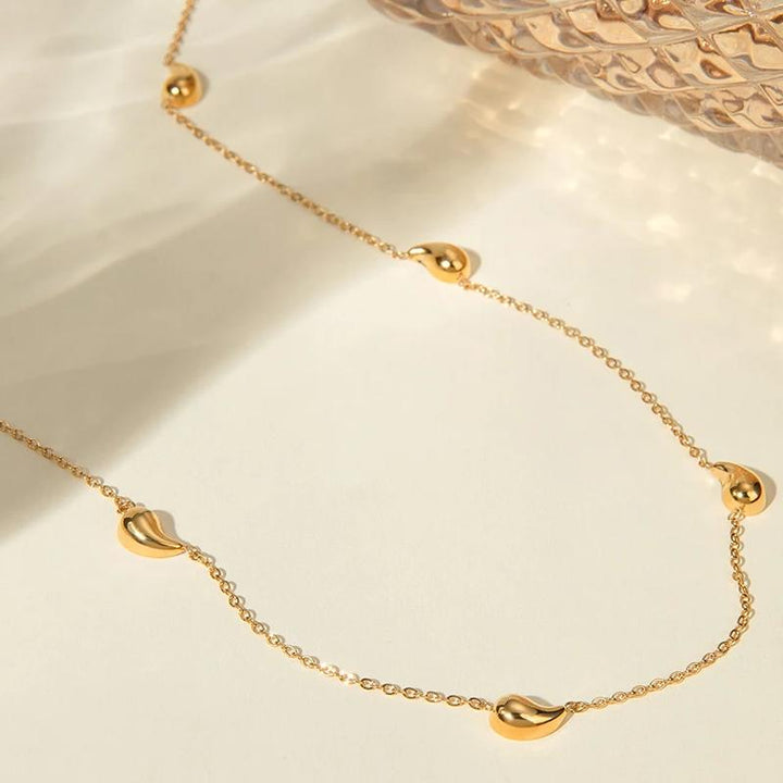 18K Gold PVD Plated Stainless Steel Water Drop Necklace for Women