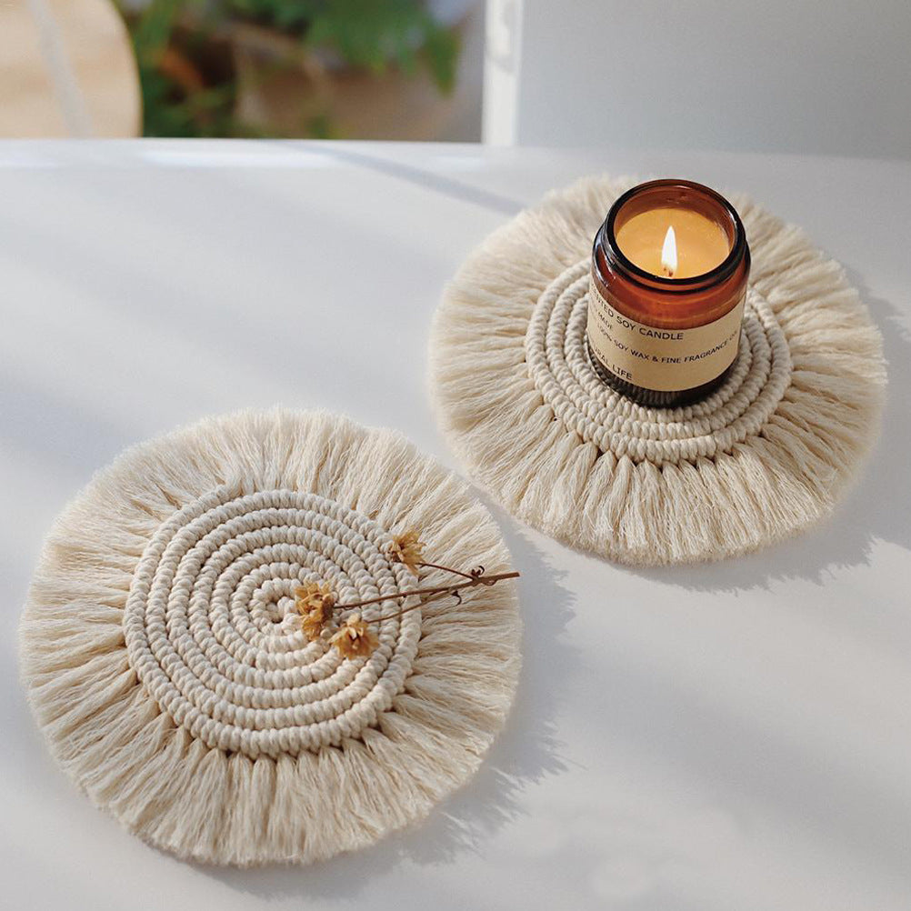 Handmade Macrame Cotton Coasters – Bohemian Style Table Mats