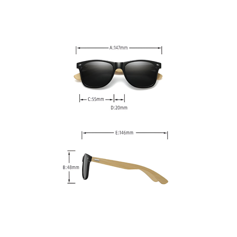 Vintage Bamboo Wood Square Sunglasses