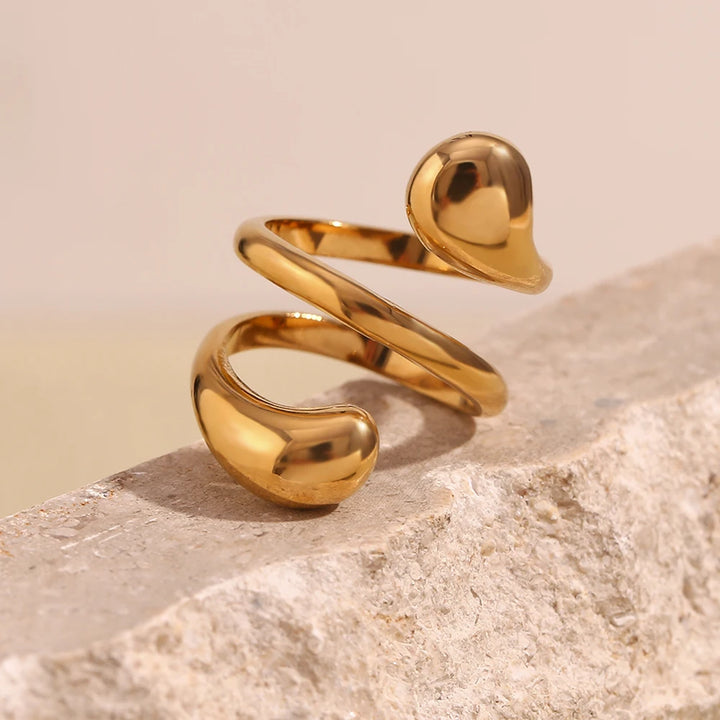 18K Gold Plated Double Layered Spiral Snake Ring