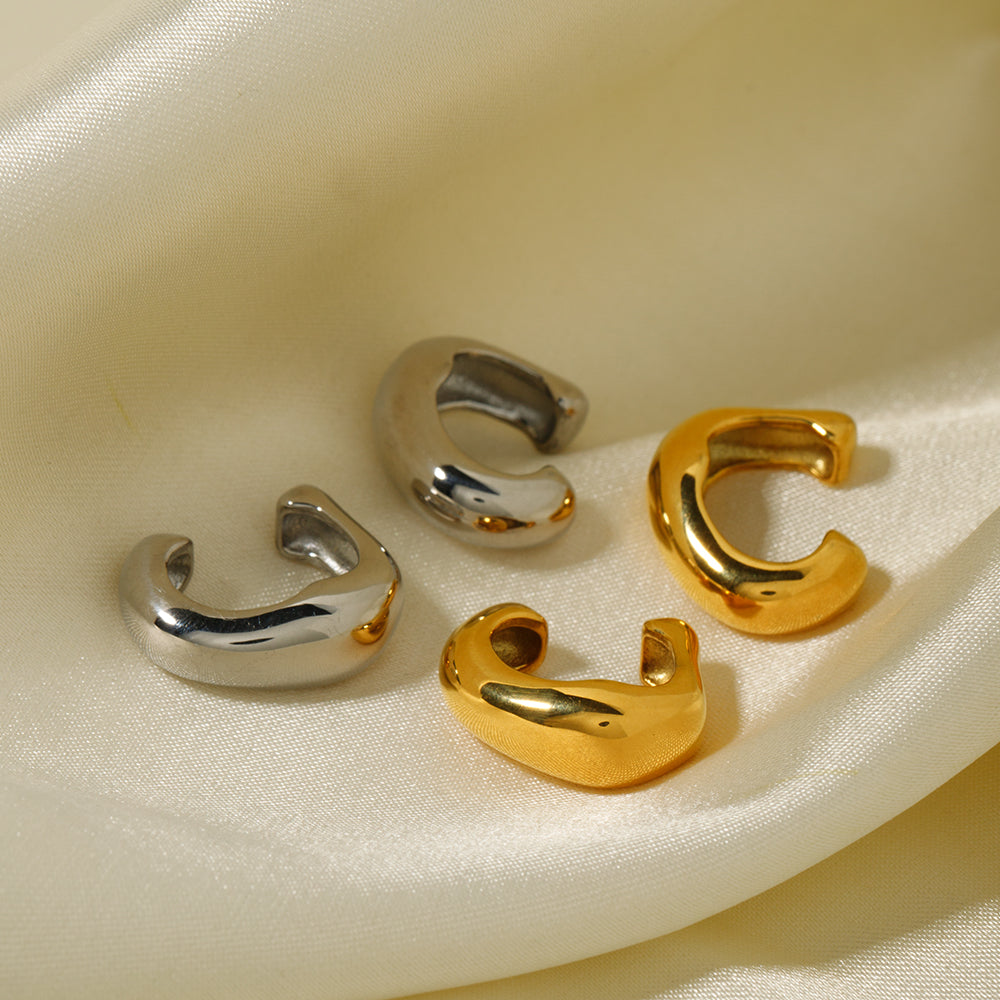 18K Gold Plated Stainless Steel Irregular Smooth Ear Clip