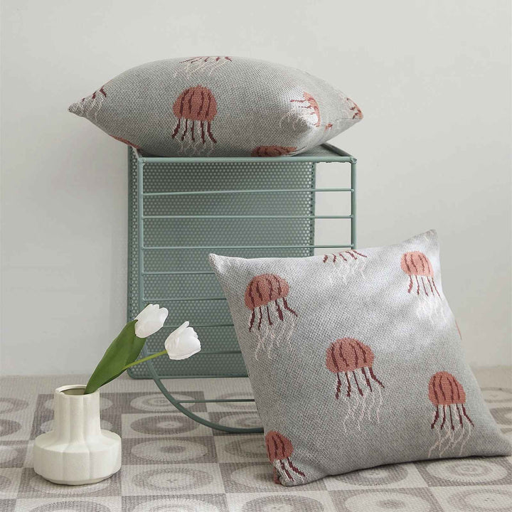 Elegant Jellyfish Pattern Knitted Cotton Pillow Cover