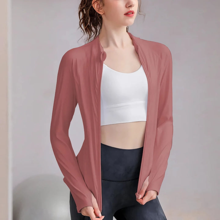 Women's Quick-Dry Slim Fit Sports Jacket with Thumb Holes