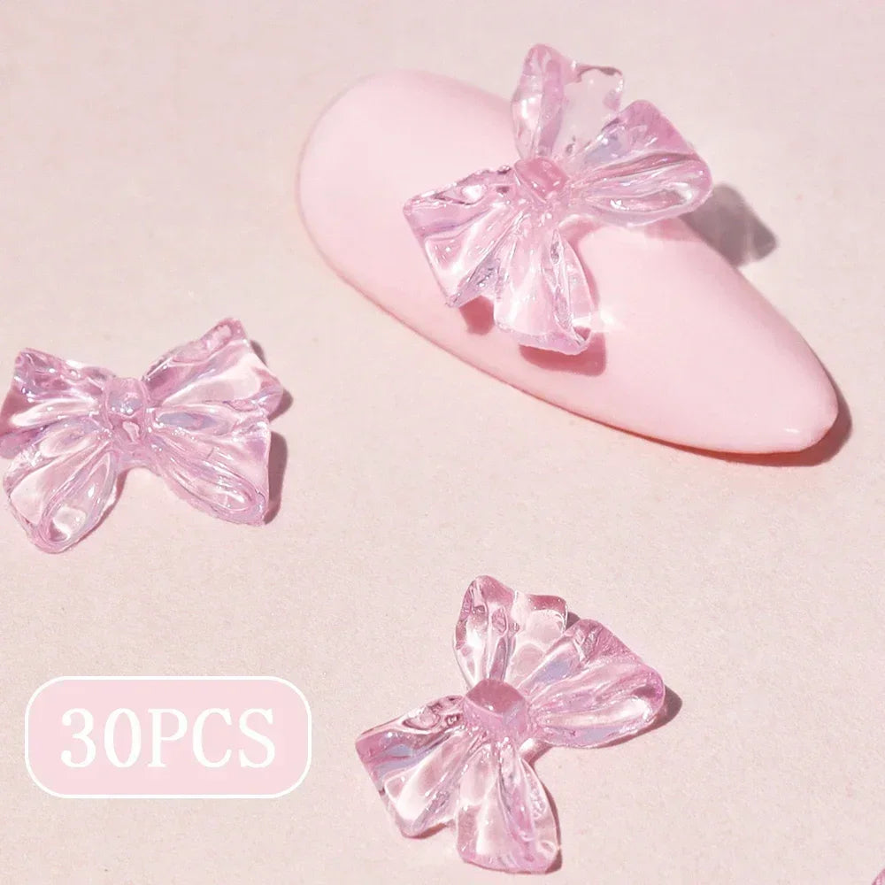 Candy Pink Bow Nail Charms