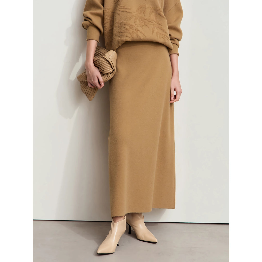 Elegant Women's Knitted A-Line Midi Skirt for Fall & Winter