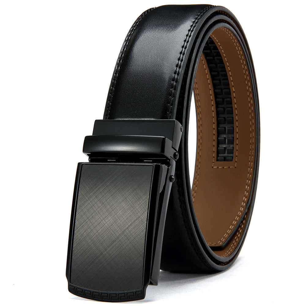 Double-sided Genuine Leather Alloy Grain Reverse Pull Simple Business Casual Pants Belt