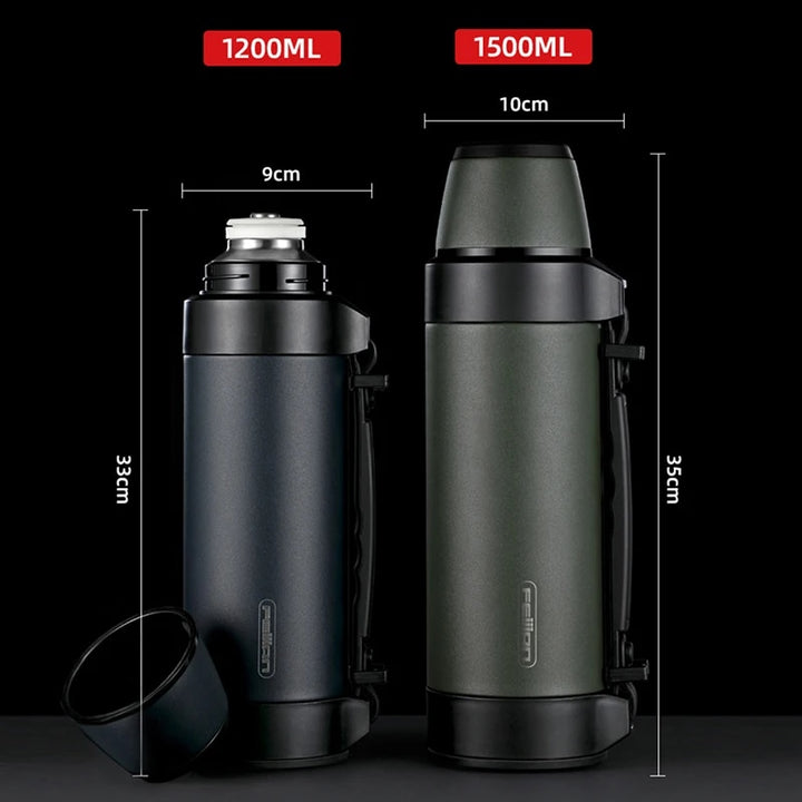 Large Capacity Stainless Steel Thermal Travel Mug - Keeps Hot and Cold Drinks for 24 Hours, 1200/1500ML