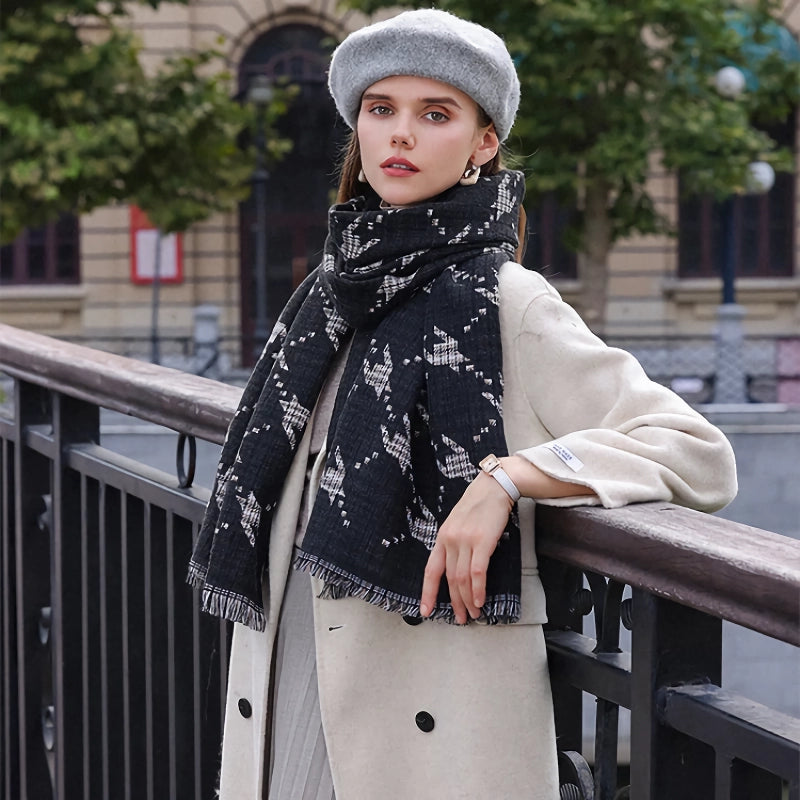 Houndstooth Imitation Cashmere Scarf Shawl Wrap