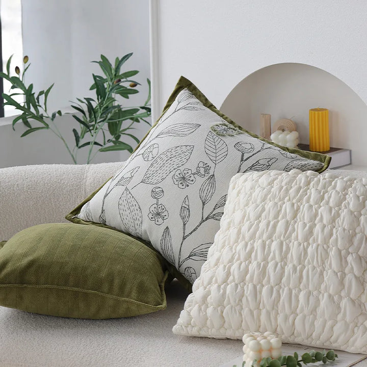 Elegant Green Jacquard Decorative Pillow Cover