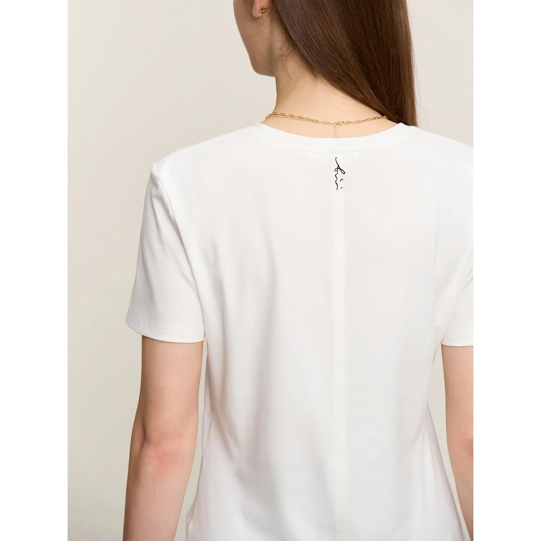 Minimalist Embroidered V-Neck Women's Tee