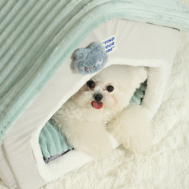 Foldable Pet House with Removable Sleep Mat