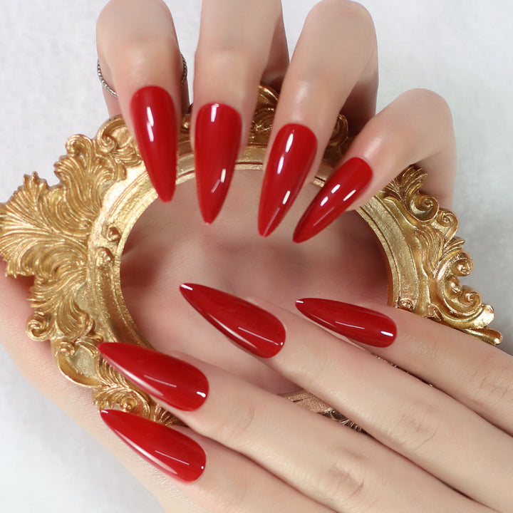 Glamorous Red Stiletto Press On Nails - Medium Length