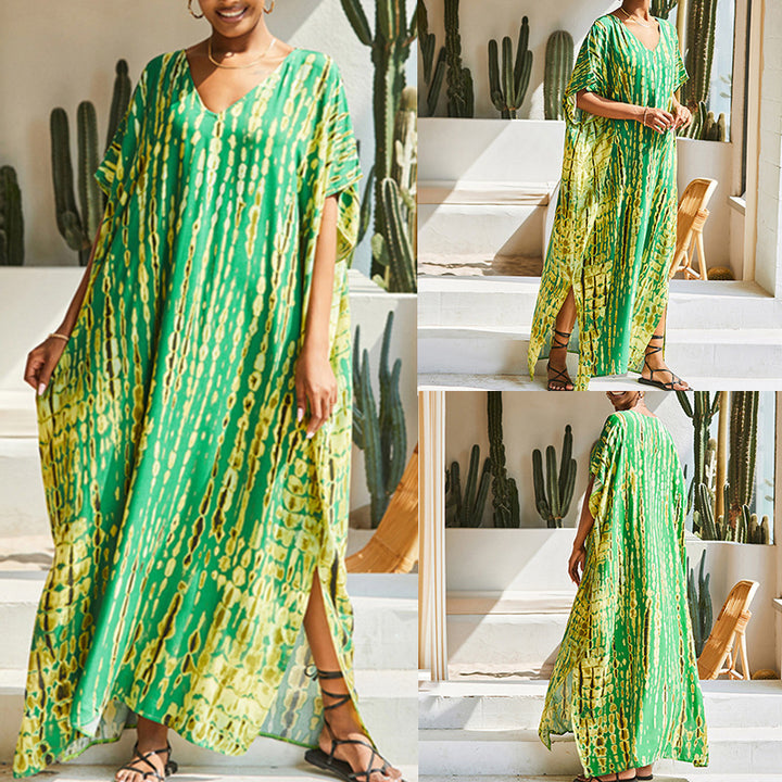 Rayon Tie-dyed Beach Long Dress Sun Protection Shirt