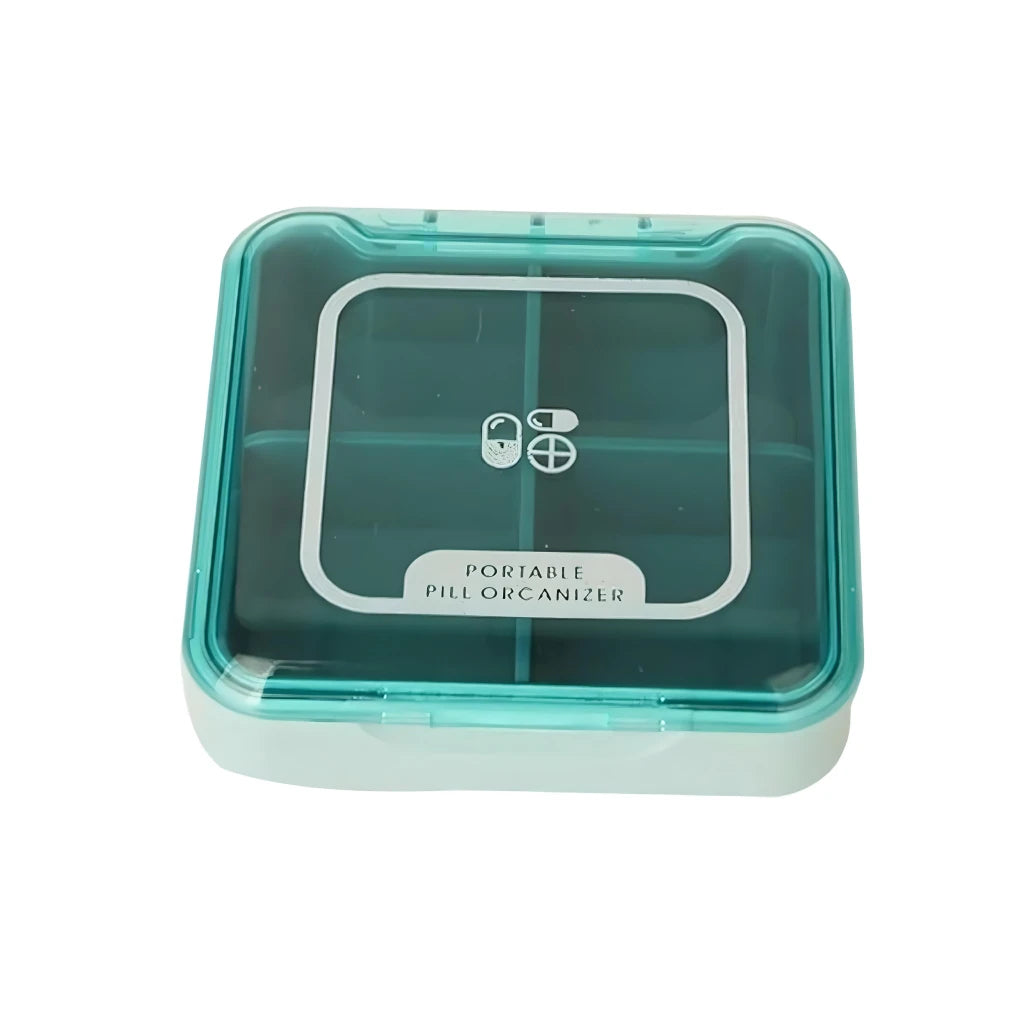 Portable Moisture-proof 4-Cell Pill Box for Weekly Medication Management