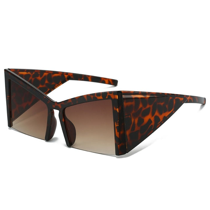 Irregular Semi-Rimless Sunglasses with UV400 Protection