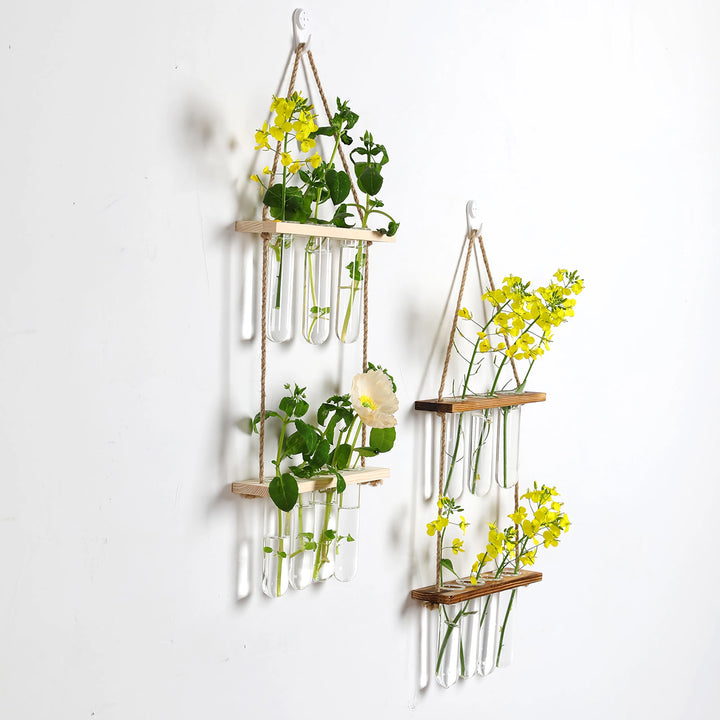 Elegant Wooden Hydroponic Wall Vase