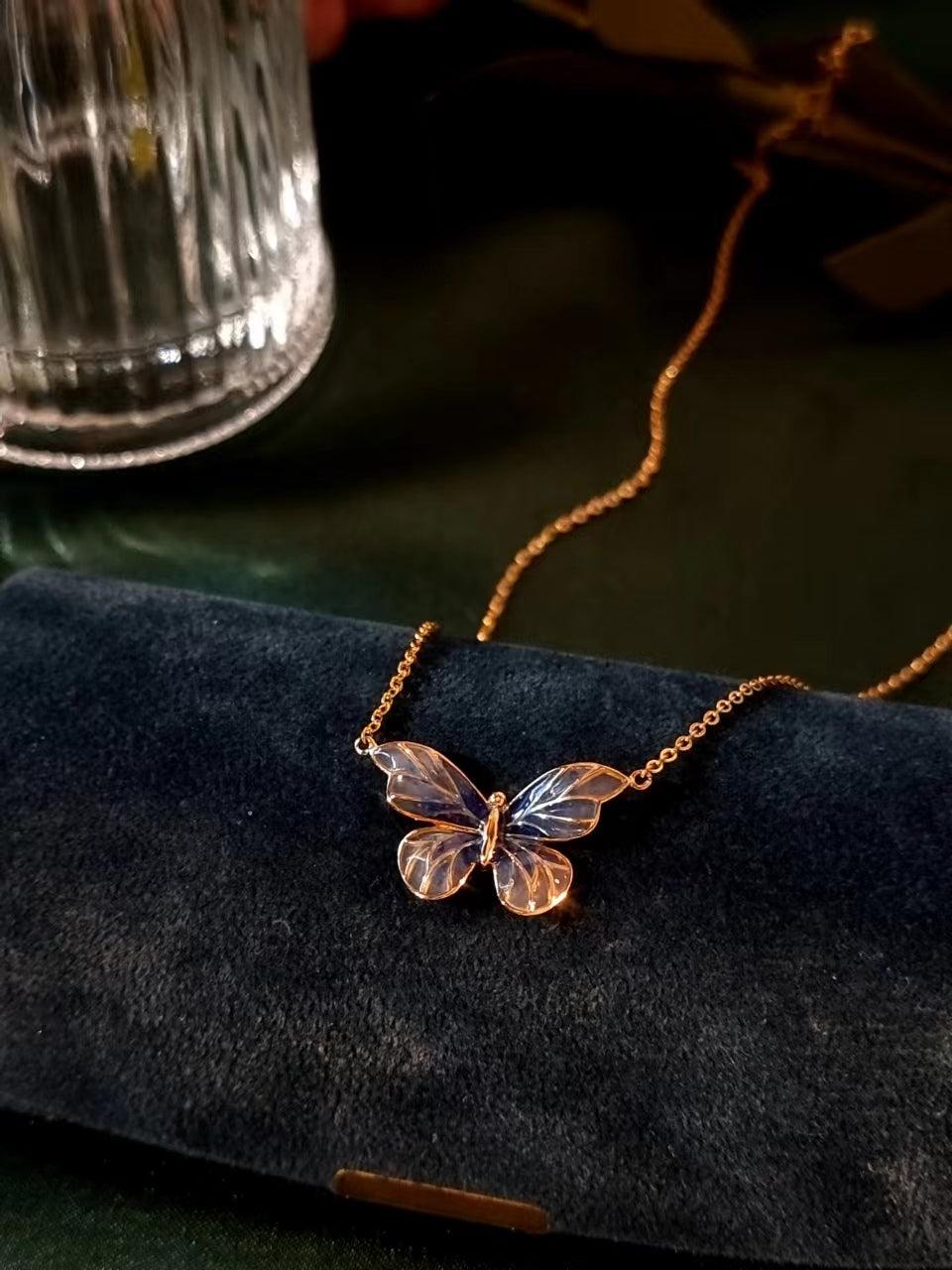 Butterfly Necklace Ring Earrings Fashion - Trendha