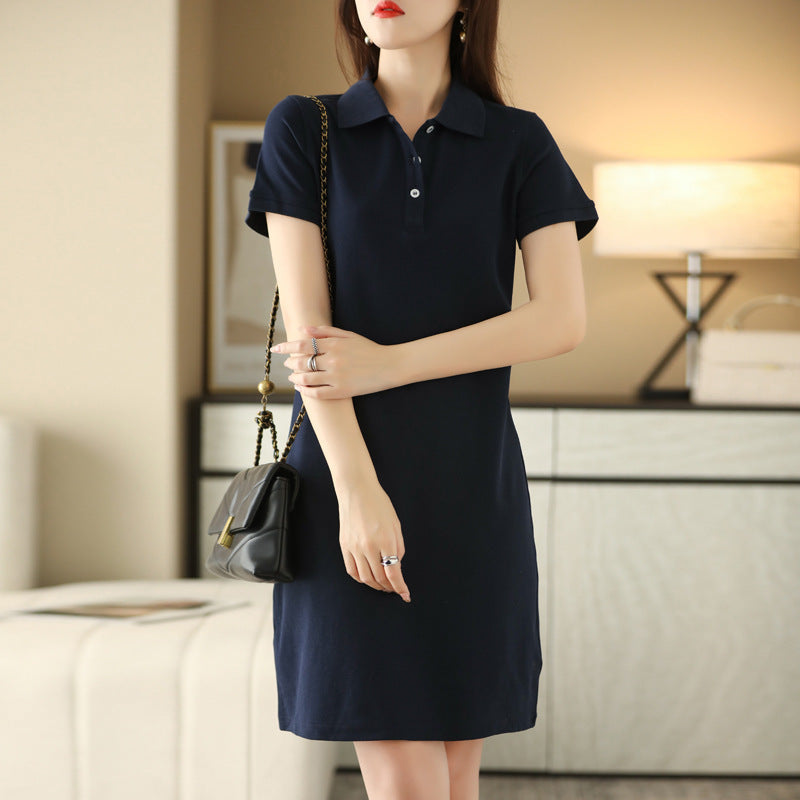 Polo Collar Mid-length Dress Women